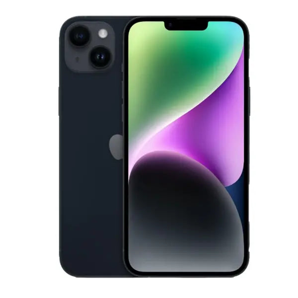 CTR MOBILE black iPhone 14 unlocked with dual camera and vibrant display front and back view