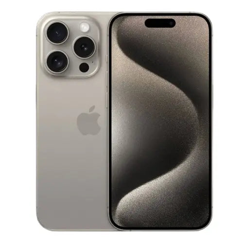 Apple iPhone 15 Pro Max factory unlocked with silver finish showing front and back view