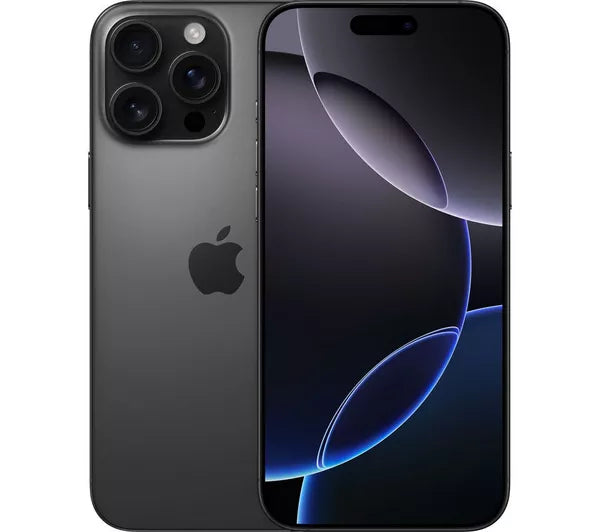 CTR MOBILE iPhone 16 Pro Max unlocked in black showing front and back with triple camera system